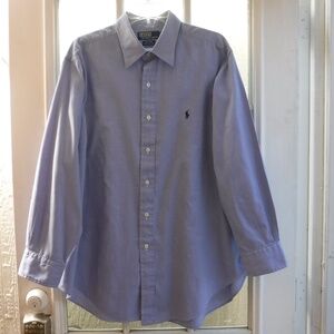 Polo by Ralph Lauren Blue Color Pony Logo on Button Up Point Collar Andrew Shirt